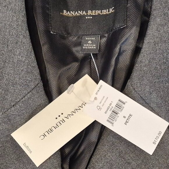 NEW Banana Republic Factory Dark Charcoal Double Weave Asymmetrical Blazer - Picture 6 of 8